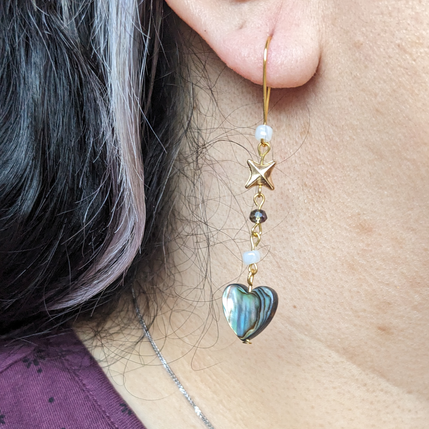 Abalone Heart Drop Earrings