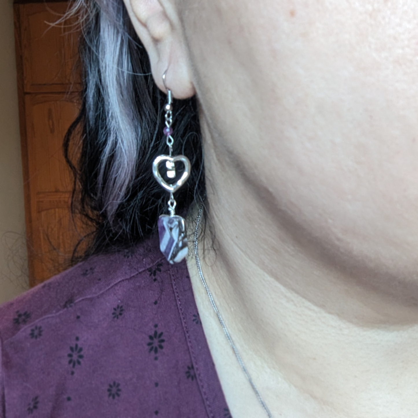 Amethyst Stellar Heart Drops Earrings