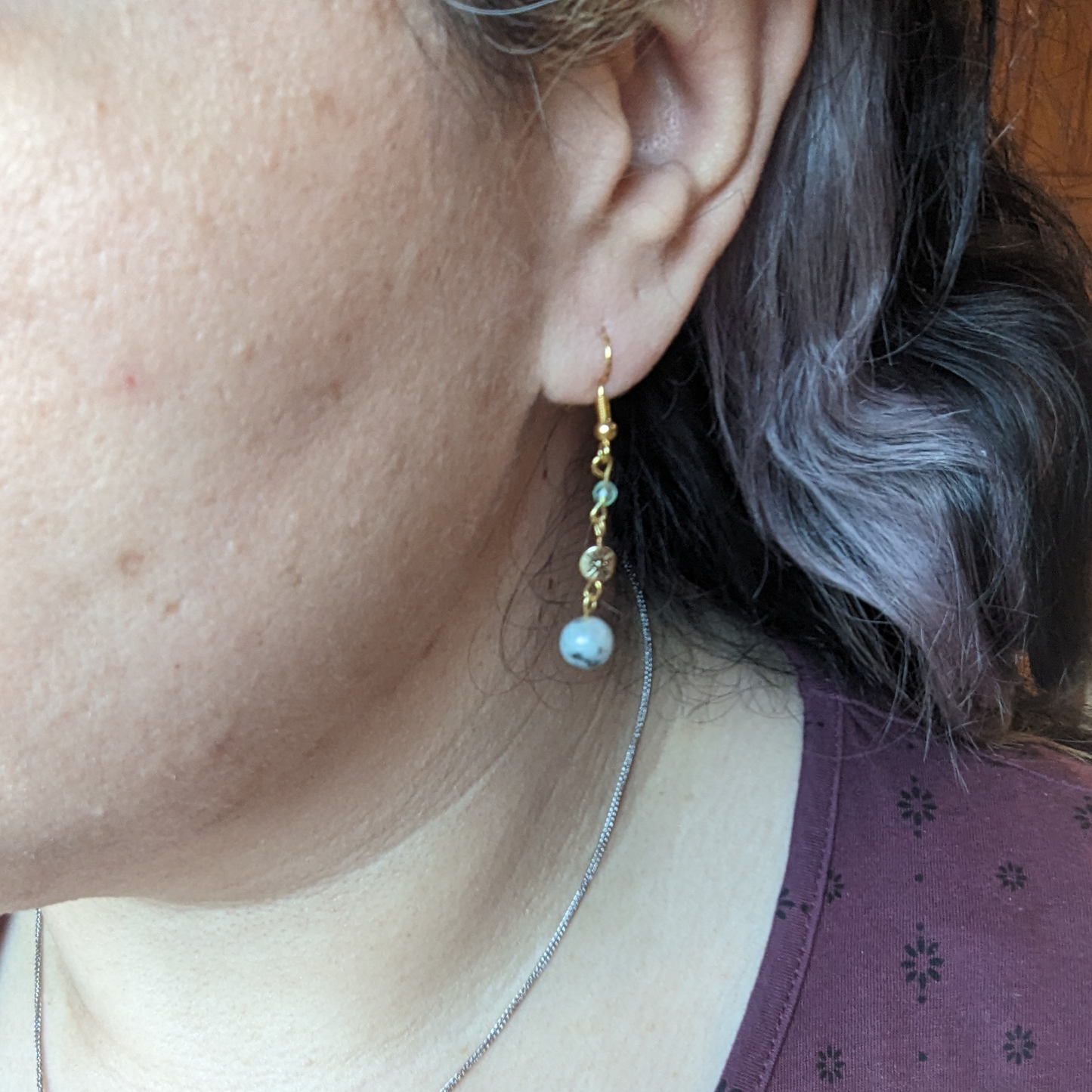 Kiwi Jasper & Green Fluorite Evil Eye Drop Earrings