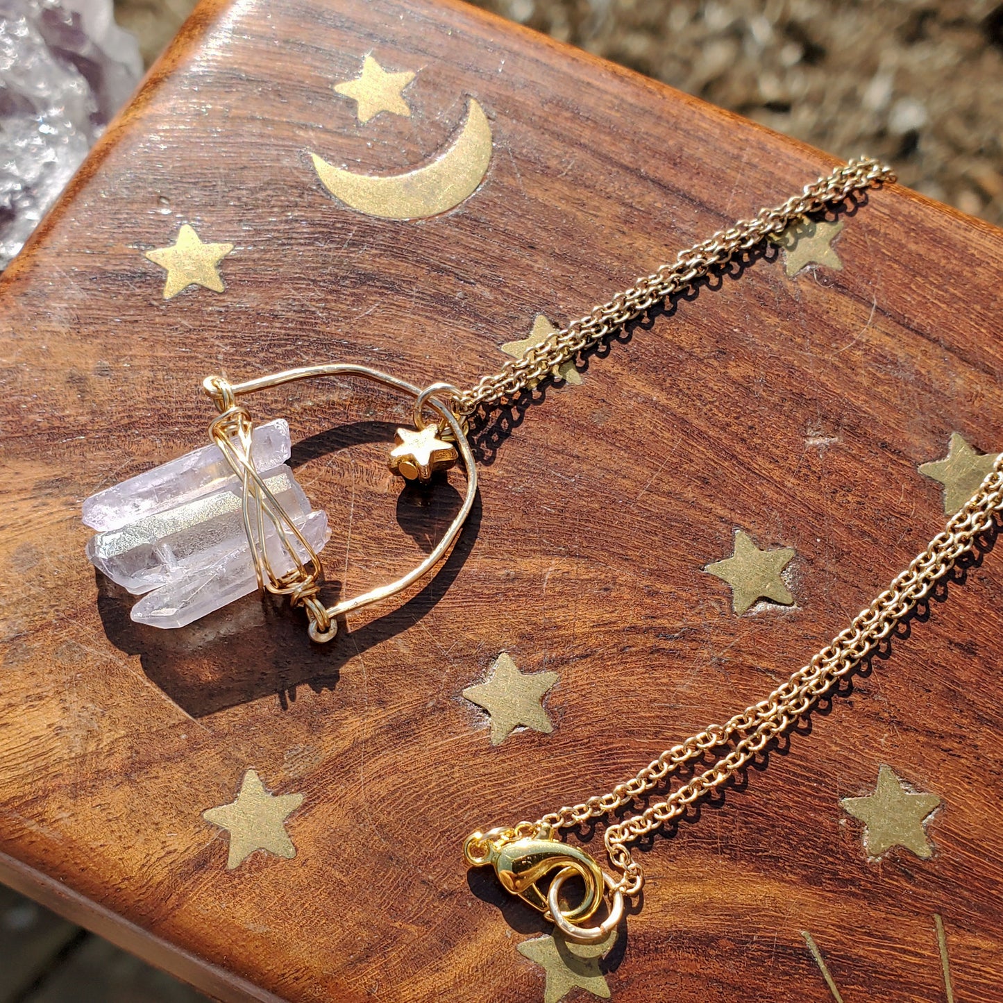 Lavender Quartz Star Necklace – Tranquility, Crown Light & Inner Bloom