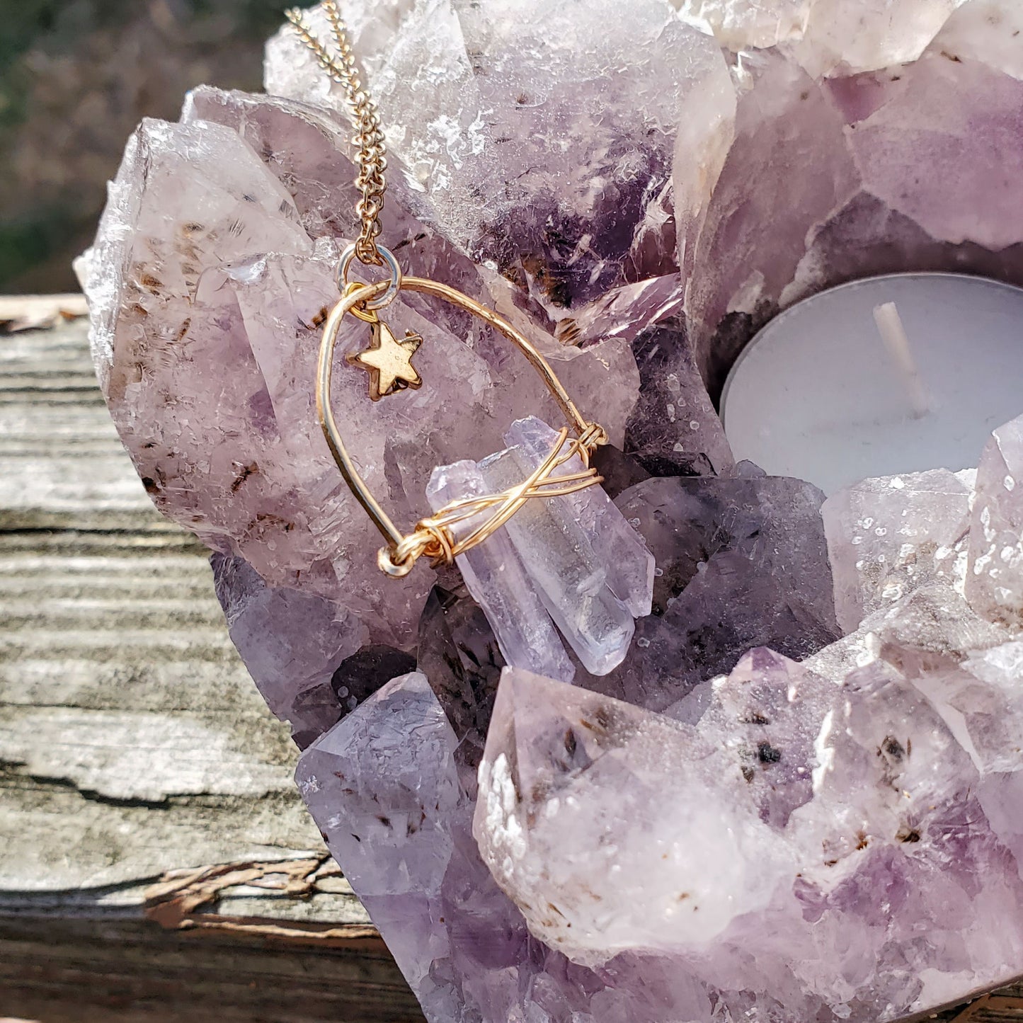 Lavender Quartz Star Necklace – Tranquility, Crown Light & Inner Bloom