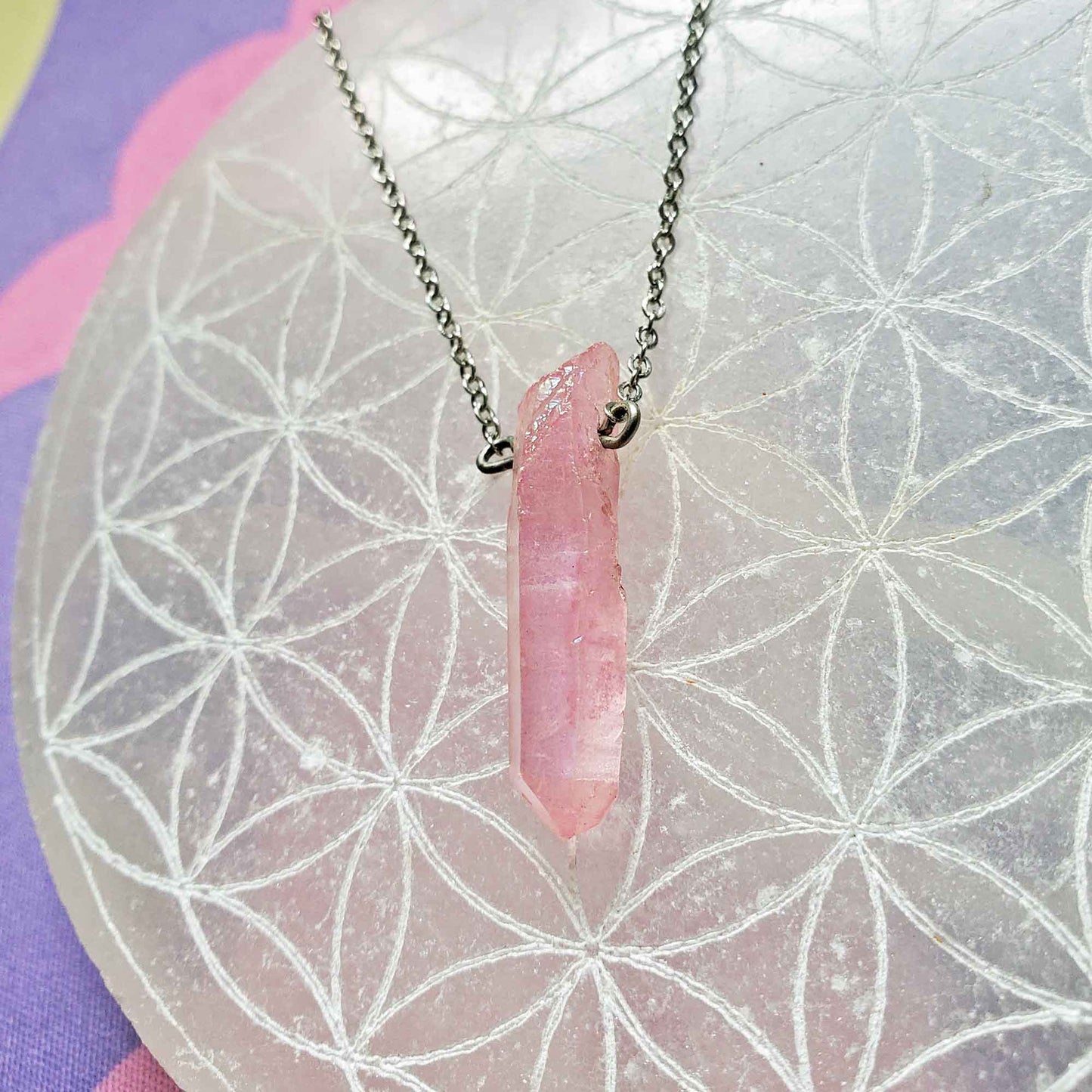 Angel Aura Rose Quartz Necklace – Divine Love & Gentle Radiance