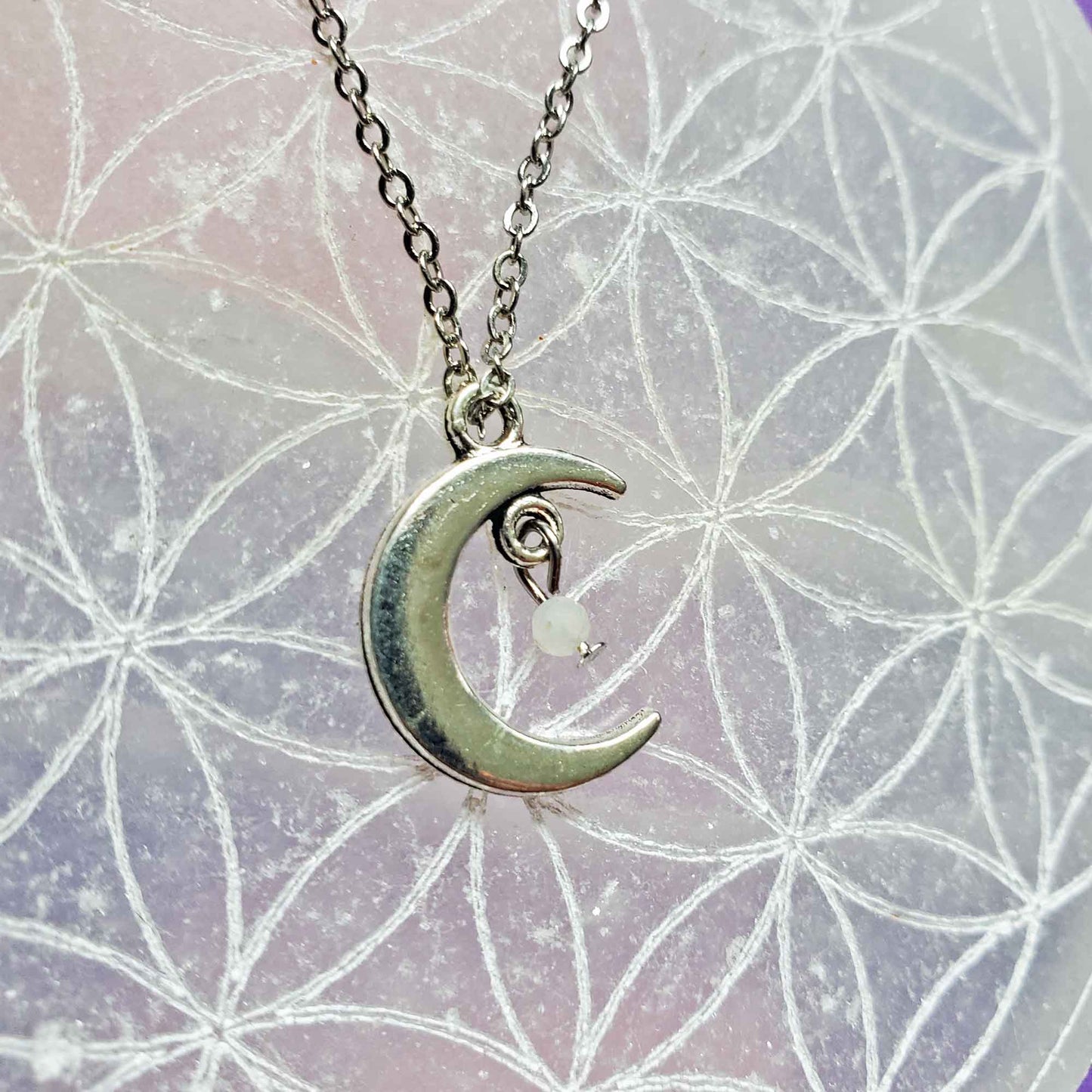 Moonstone Crescent Necklace – Lunar Grace & Intuitive Flow