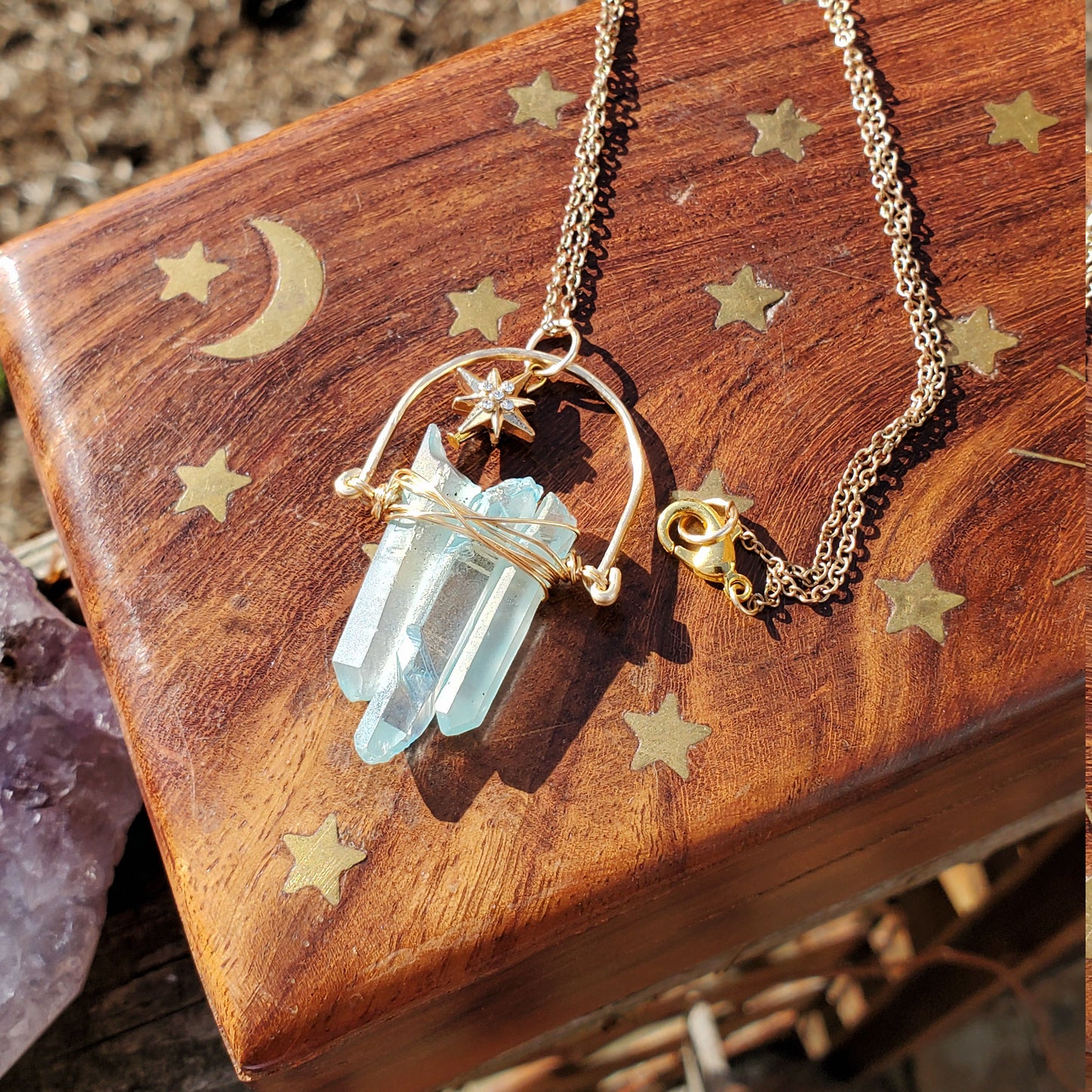 Blue Pastel Quartz Starfall Necklace – Serenity, Clarity & Celestial Calm