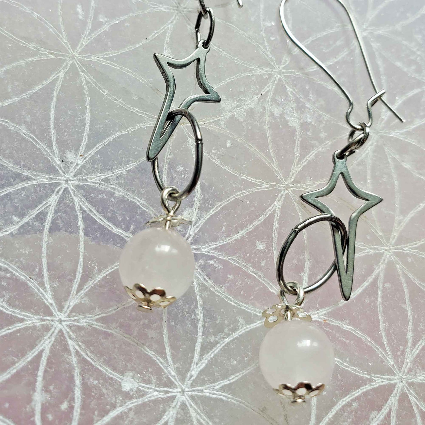Rose Quartz Star Earrings – Self-Love, Lunar Radiance & Divine Feminine