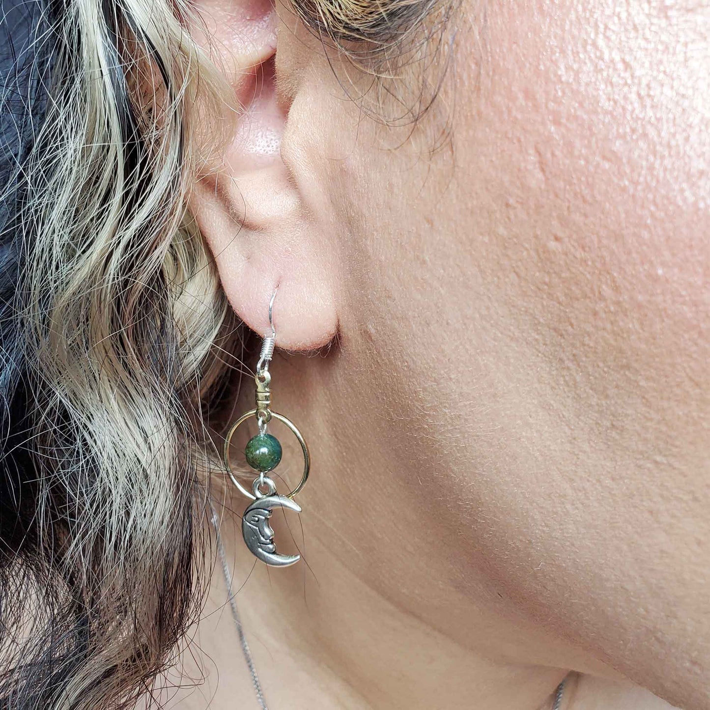 Sodalite & Fancy Jasper Moon Earrings – Truth, Grounding & Sacred Balance