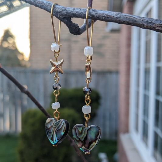 Abalone Heart Drop Earrings