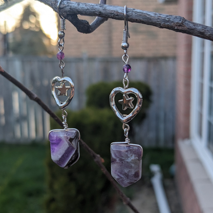 Amethyst Stellar Heart Drops Earrings