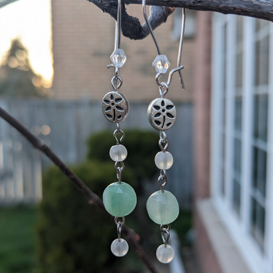 Green Aventurine Floral Drop Earrings