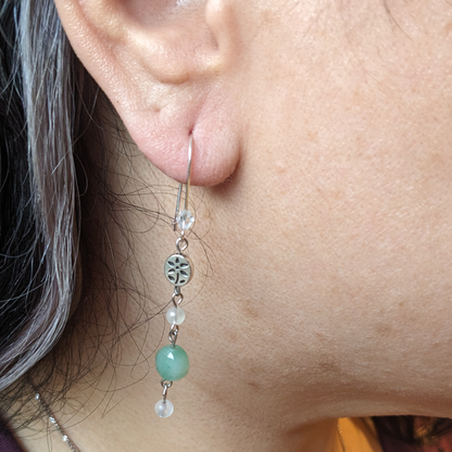Green Aventurine Floral Drop Earrings