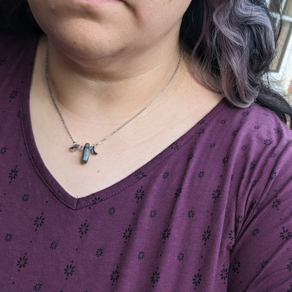 Labradorite Crescent Moon Pendant Necklace