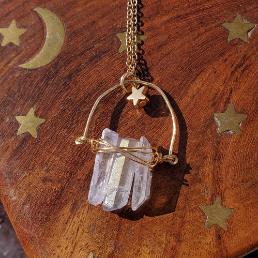 Lavender Quartz Star Necklace – Tranquility, Crown Light & Inner Bloom