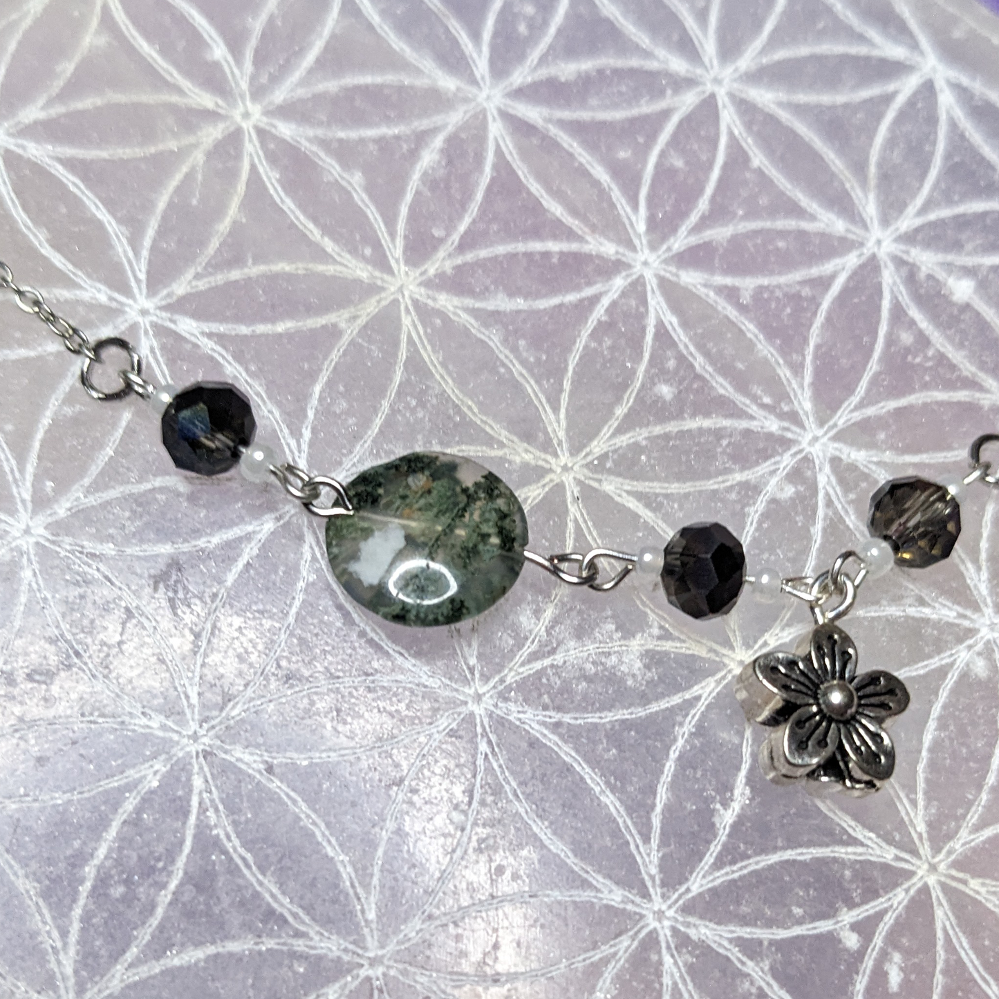 Moss Agate Floral Necklace
