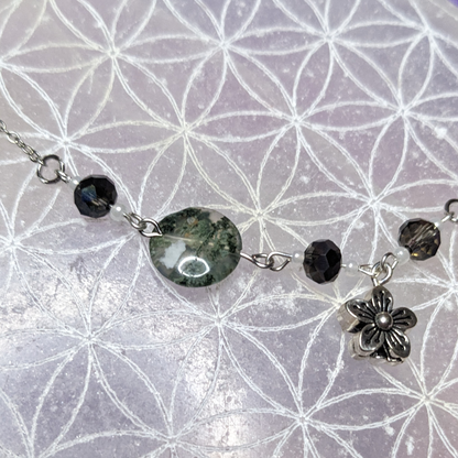 Moss Agate Floral Necklace