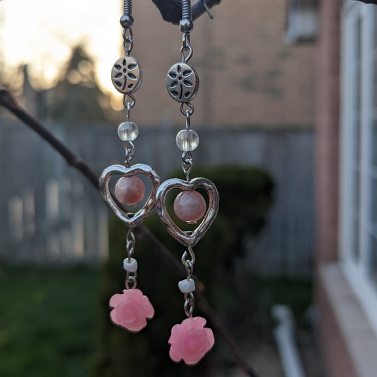 Sunstone & Rose Aphrodite Drop Earrings