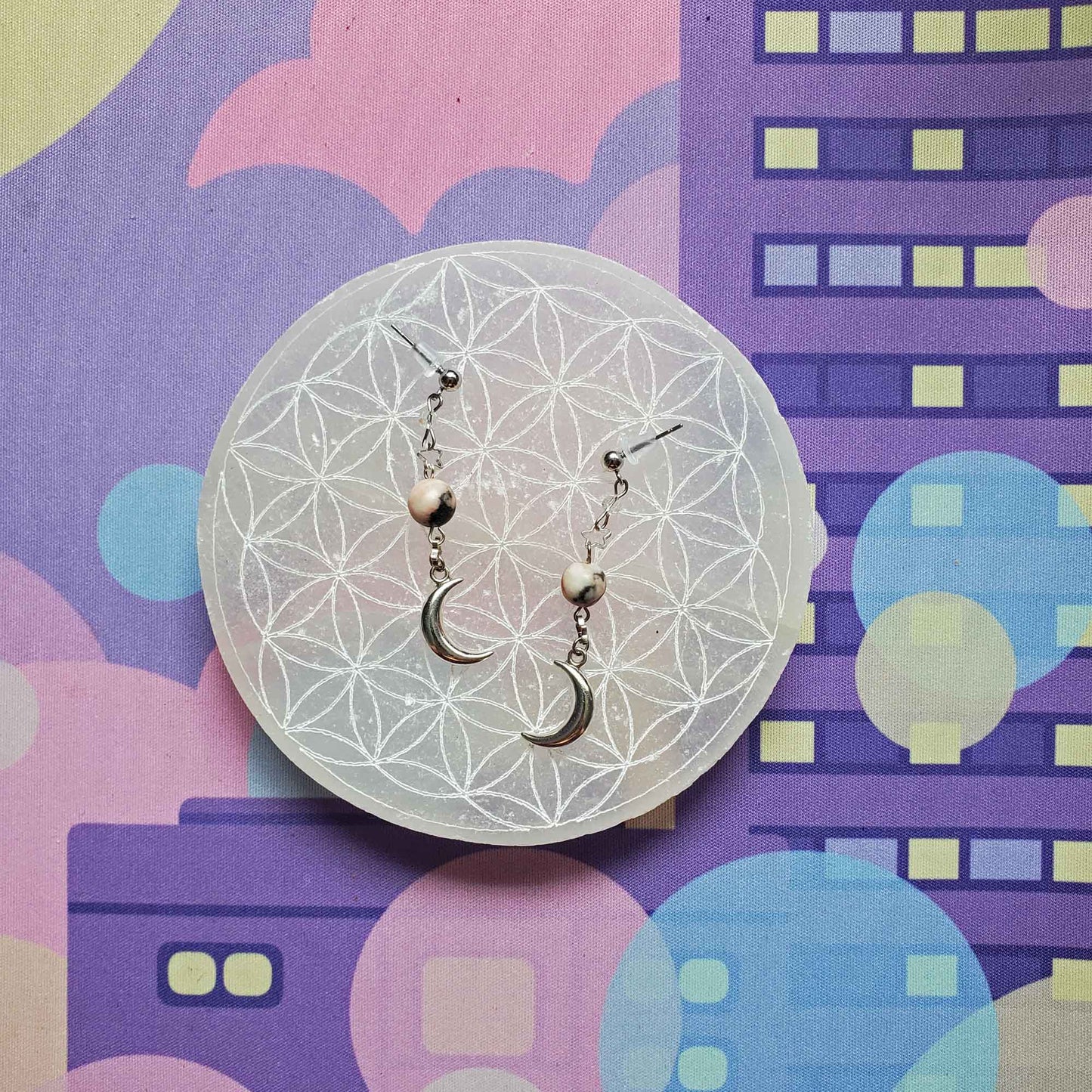 Zebra Jasper Crescent Moon Earrings – Balance, Grounding & Shadowlight