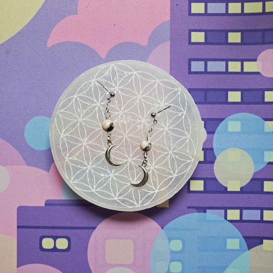 Zebra Jasper Crescent Moon Earrings – Balance, Grounding & Shadowlight