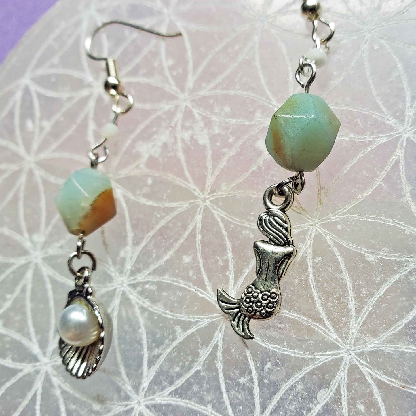 Amazonite & Moonstone Ocean Spell Earrings – Calm, Flow & Lunar Whisper
