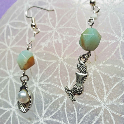 Amazonite & Moonstone Ocean Spell Earrings – Calm, Flow & Lunar Whisper