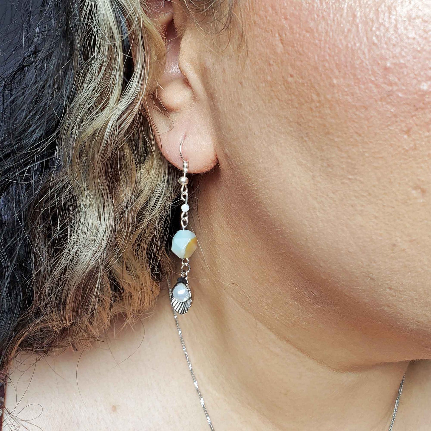 Amazonite & Moonstone Ocean Spell Earrings – Calm, Flow & Lunar Whisper