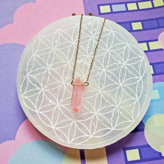 Angel Aura Rose Quartz Necklace – Celestial Love & Inner Radiance