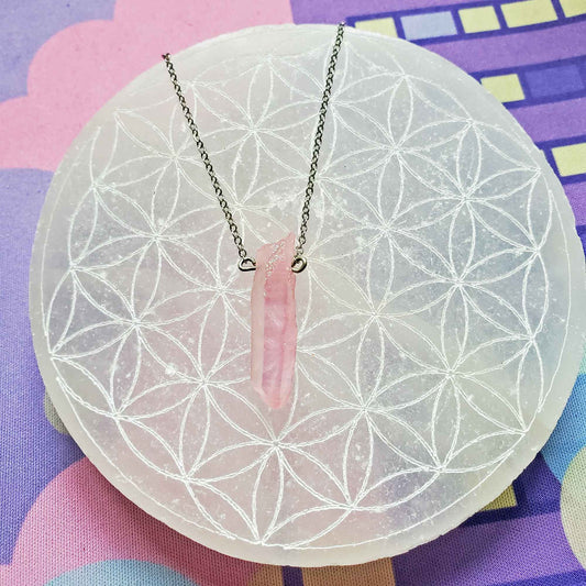 Angel Aura Rose Quartz Necklace – Divine Love & Gentle Radiance