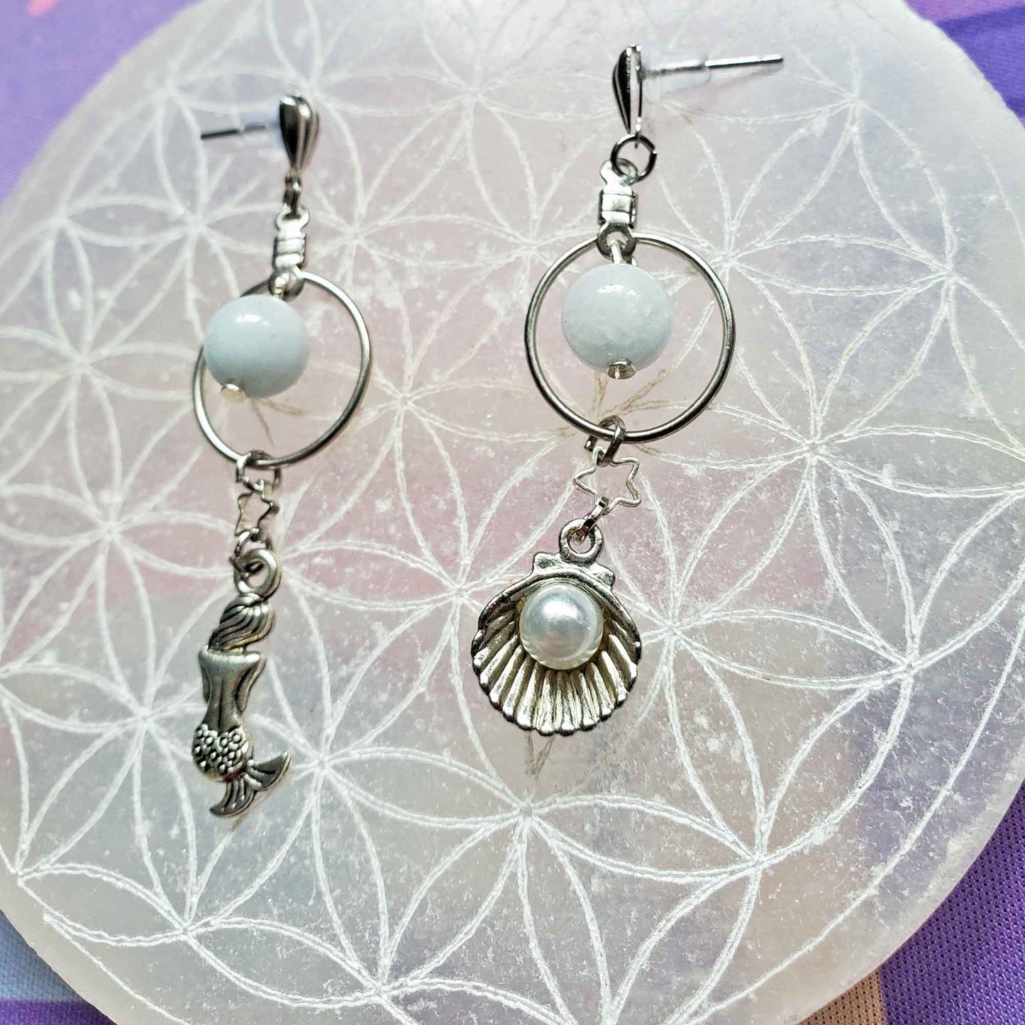 Aquamarine Mermaid Earrings – Calming Waters, Feminine Power, Ocean Blessings