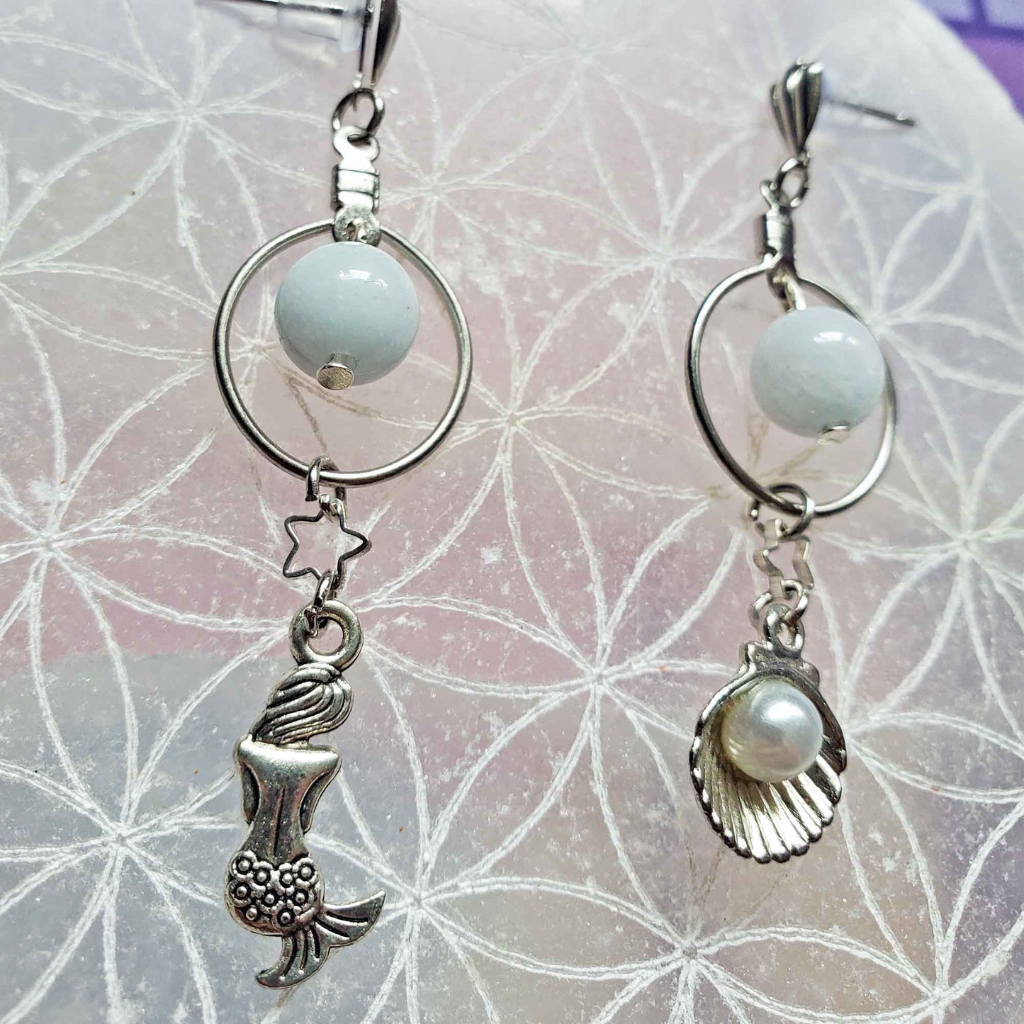 Aquamarine Mermaid Earrings – Calming Waters, Feminine Power, Ocean Blessings