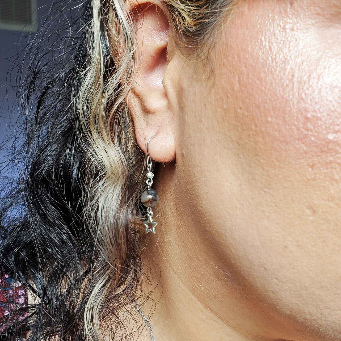 Black Agate Cosmic Drop Earrings – Protection, Shadow Work & Celestial Truth
