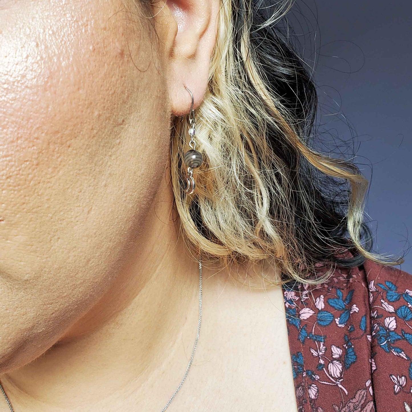 Black Agate Cosmic Drop Earrings – Protection, Shadow Work & Celestial Truth