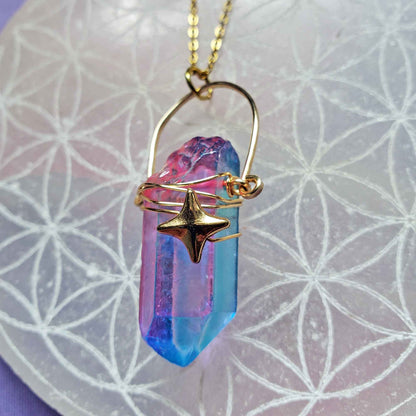 Cotton Candy Quartz Star Necklace – Soft Power, Heart Vision & Pastel Light