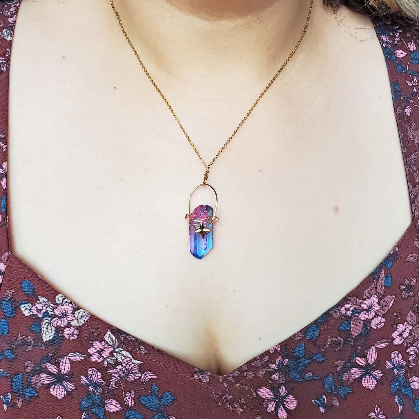 Cotton Candy Quartz Star Necklace – Soft Power, Heart Vision & Pastel Light