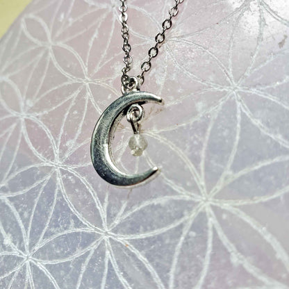 Labradorite Crescent Necklace – Inner Sight & Lunar Protection