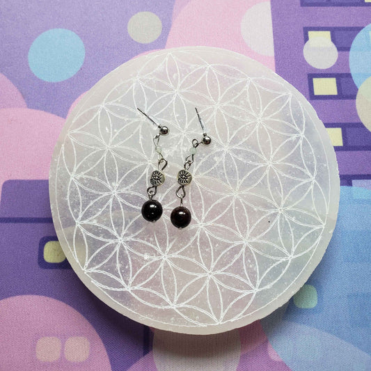 Guardian Garnet Drop Earrings – Evil Eye Charm for Protection & Passion