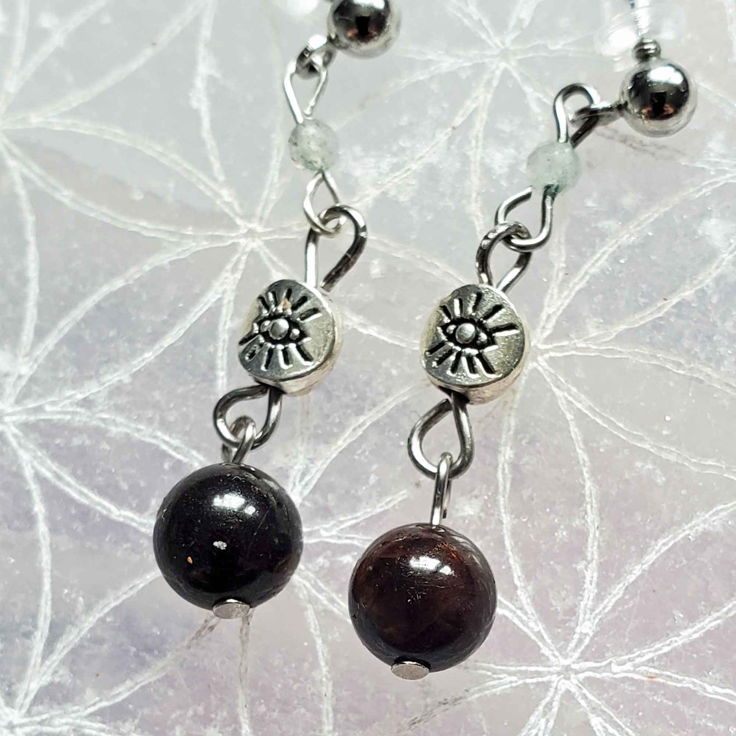 Guardian Garnet Drop Earrings – Evil Eye Charm for Protection & Passion