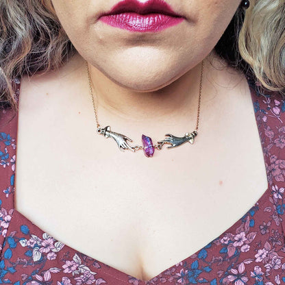 Angel Aura Amethyst Palm Necklace – Divine Guidance & Radiant Protection