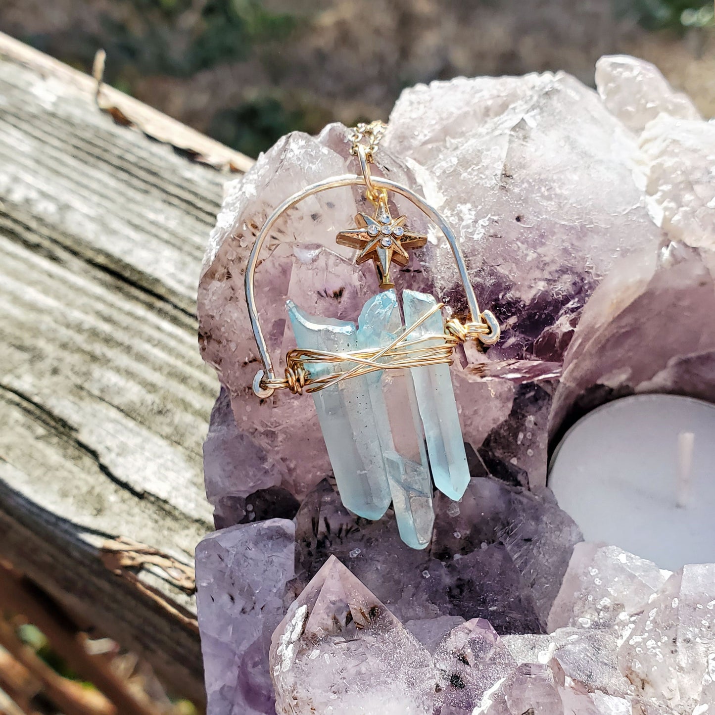 Pastel Blue Quartz with North Star