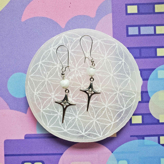 Moonstone Star Earrings – Divine Feminine, Intuition & Cosmic Light