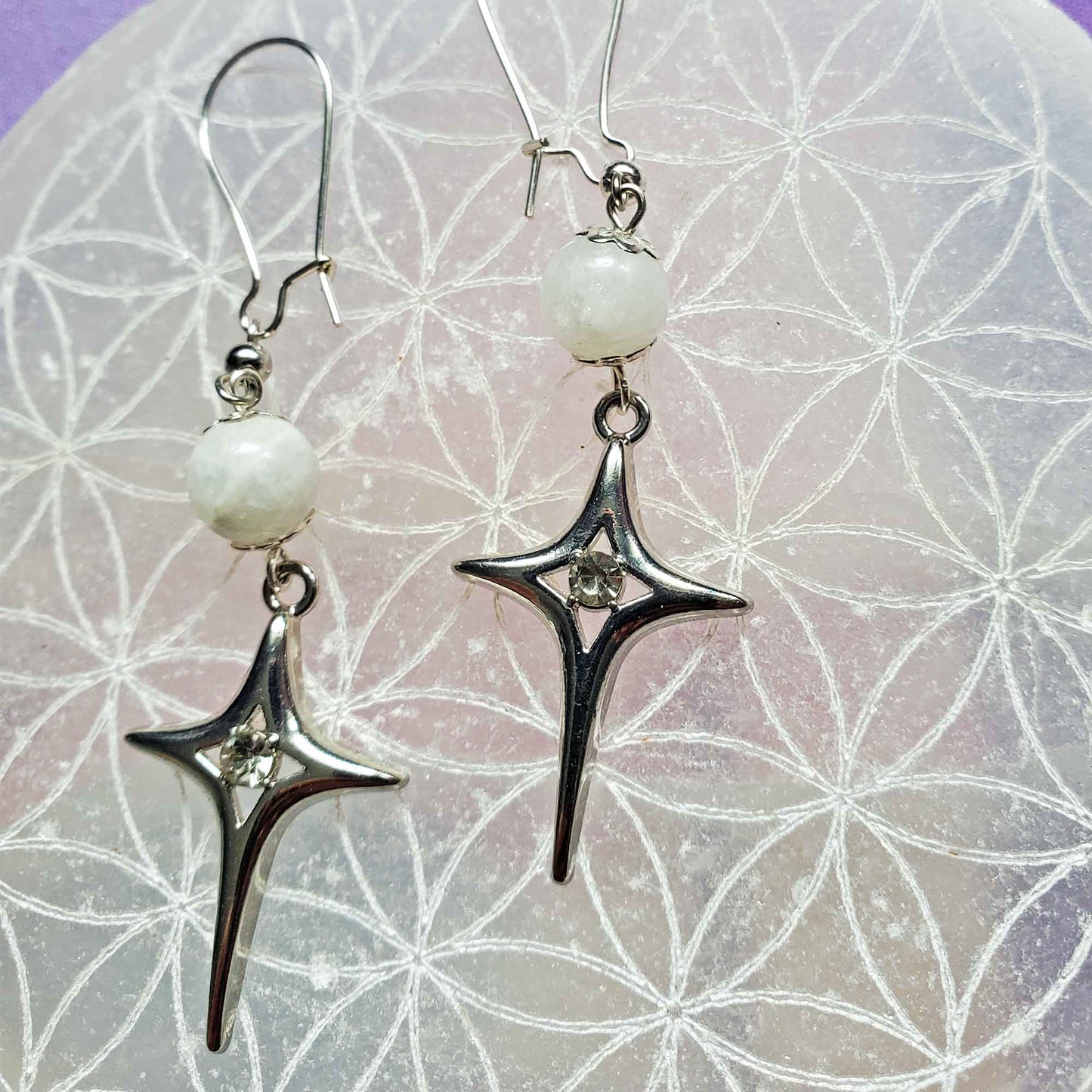 Moonstone Star Earrings – Divine Feminine, Intuition & Cosmic Light