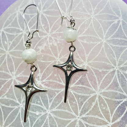 Moonstone Star Earrings – Divine Feminine, Intuition & Cosmic Light