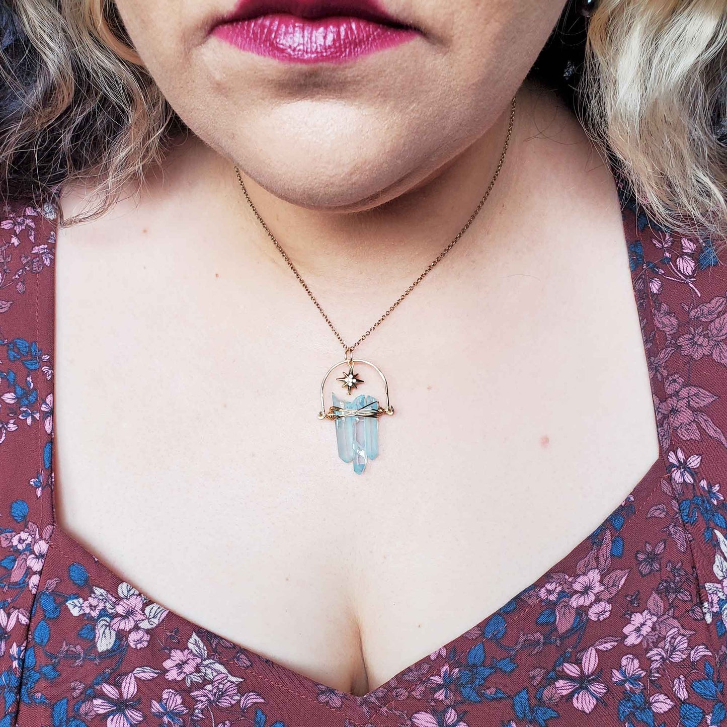 Blue Pastel Quartz Starfall Necklace – Serenity, Clarity & Celestial Calm