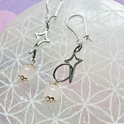 Rose Quartz Star Earrings – Self-Love, Lunar Radiance & Divine Feminine