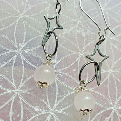 Rose Quartz Star Earrings – Self-Love, Lunar Radiance & Divine Feminine