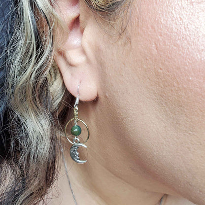 Sodalite & Fancy Jasper Moon Earrings – Truth, Grounding & Sacred Balance